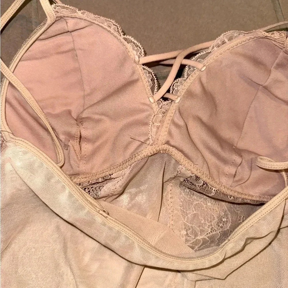 Kathy blush Lace and mesh Bodysuit Lingerie padded Push-Up teddy size S-M - Picture 13 of 14